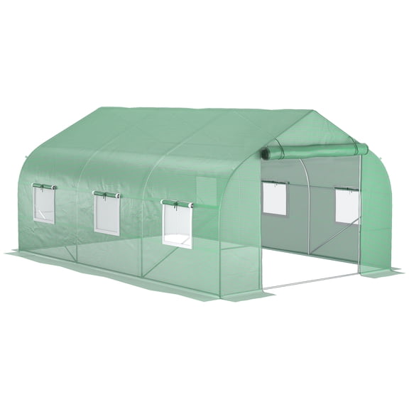 11.5' x 10' x 6.5' Outdoor Portable Walk-In Tunnel Greenhouse with Windows-Deep Green