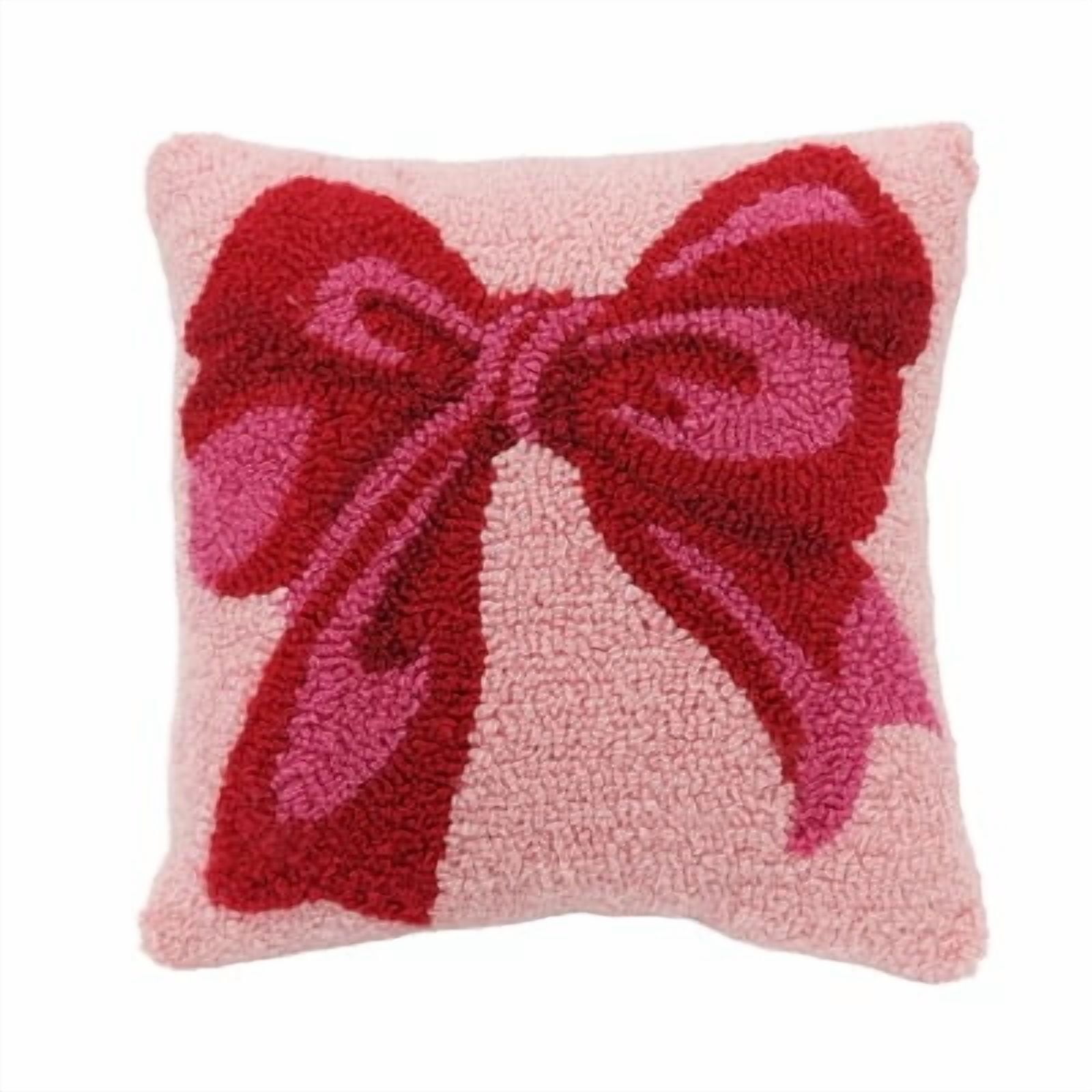 11.5" x 11.5" Pink & Red Bow Throw Pillow by Ashland - Holiday and Christmas Home Decor
