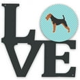thumbnail image 1 of 11.5 x 11.75 in. Airedale Terrier Checkerboard Blue Metal Artwork Love Wall Decor, 1 of 1