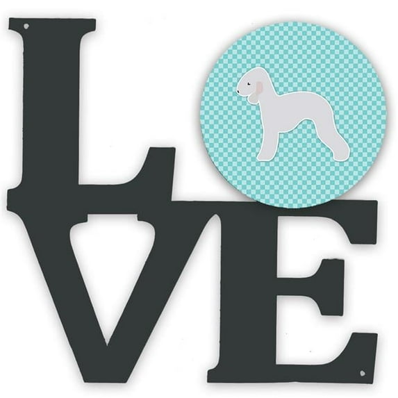 11.5 x 11.75 in. Bedlington Terrier Checkerboard Blue Metal Artwork Love Wall Decor