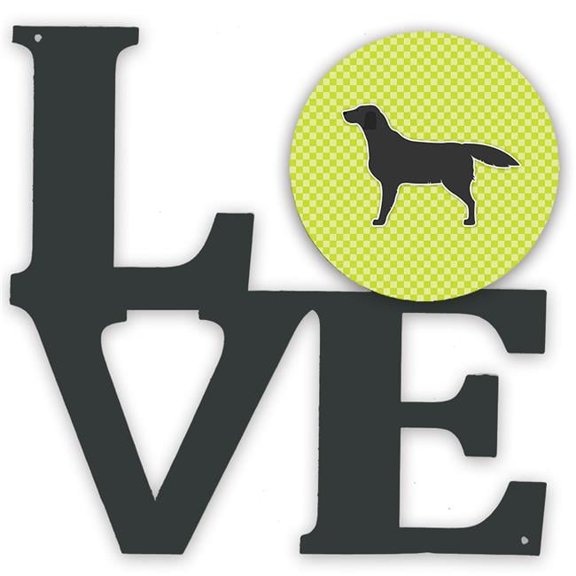 11.5 x 11.75 in. Black Labrador Retriever Checkerboard Green Metal Artwork Love Wall Decor