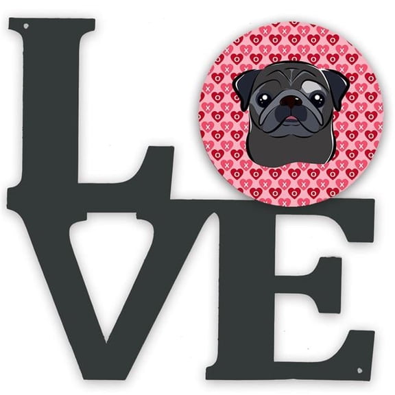 11.5 x 11.75 in. Black Pug Metal Artwork Love Wall Decor