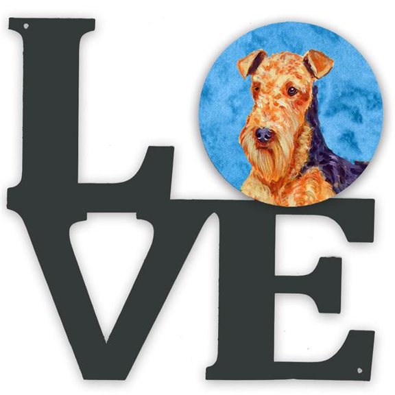 11.5 x 11.75 in. Blue Airedale Metal Artwork Love Wall Decor