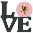 thumbnail image 1 of 11.5 x 11.75 in. Borboel Mastiff Pink Flowers Metal Artwork Love Wall Decor, 1 of 1
