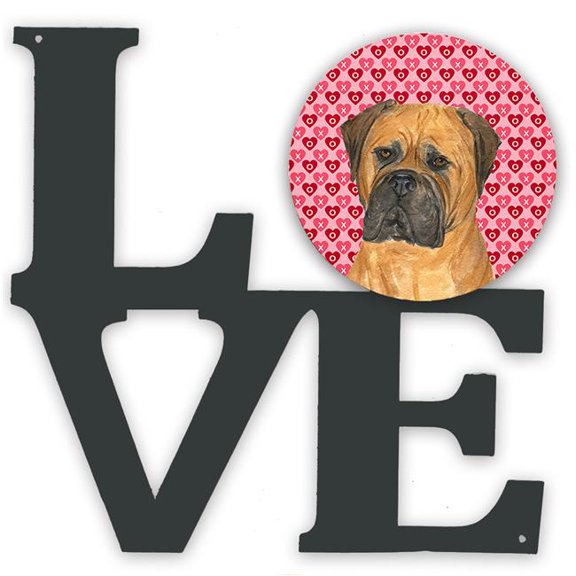 11.5 x 11.75 in. Bullmastiff Hearts Love & Valentines Day Portrait Metal Artwork Love Wall Decor