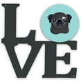 thumbnail image 1 of 11.5 x 11.75 in. Checkerboard Blue Black Pug Metal Artwork Love Wall Decor, 1 of 1