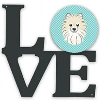 11.5 x 11.75 in. Checkerboard Blue Pomeranian Metal Artwork Love Wall Decor