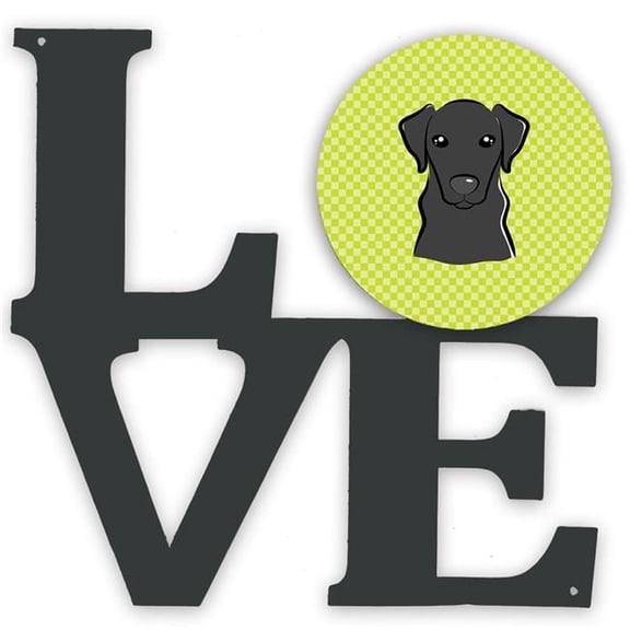 11.5 x 11.75 in. Checkerboard Lime Green Black Labrador Metal Artwork Love Wall Decor