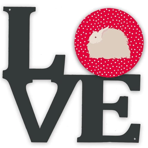 11.5 x 11.75 in. Fluffy Angora Rabbit Love Metal Artwork Wall Decor