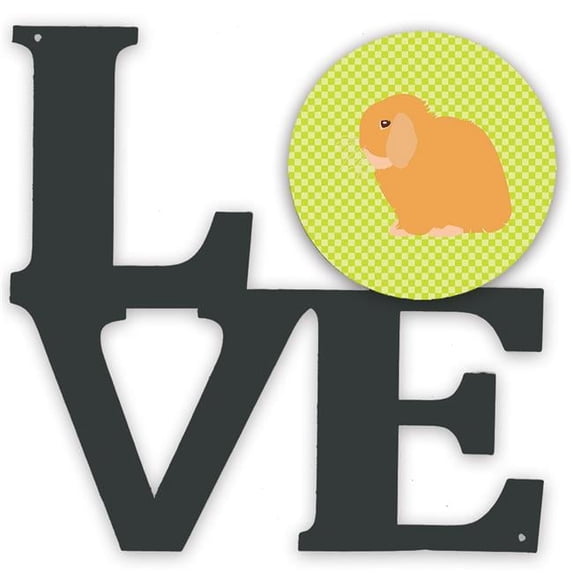 11.5 x 11.75 in. Holland Lop Rabbit Green Metal Artwork Love Wall Decor