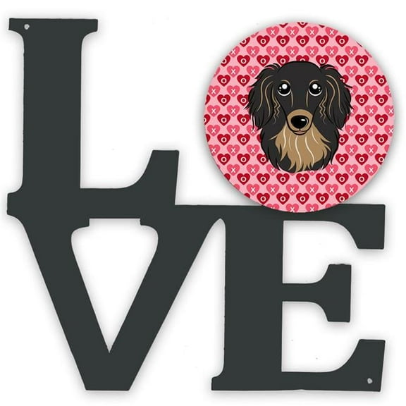 11.5 x 11.75 in. Longhair Black & Tan Dachshund Metal Artwork Love Wall Decor