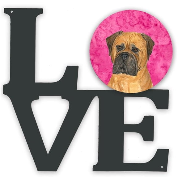 11.5 x 11.75 in. Pink Bullmastiff Metal Artwork Love Wall Decor