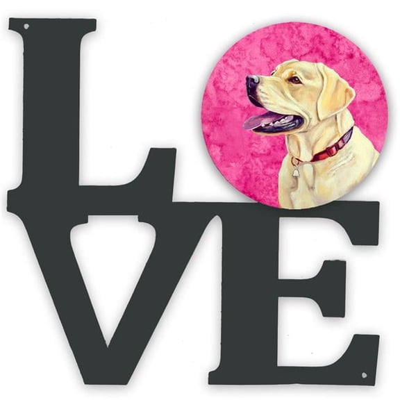 11.5 x 11.75 in. Pink Labrador Metal Artwork Love Wall Decor