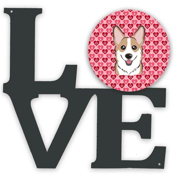 11.5 x 11.75 in. Sable Corgi Metal Artwork Love Wall Decor
