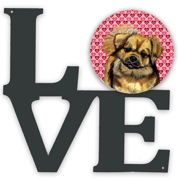 11.5 x 11.75 in. Tibetan Spaniel Hearts Love Valentines Day Metal Artwork Love Wall Decor