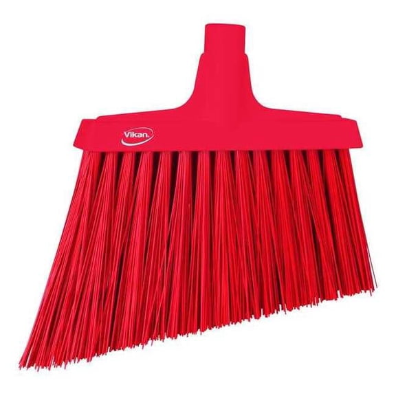 11 51/64 in Sweep Face Angle Broom, Stiff, Synthetic, Red 29144