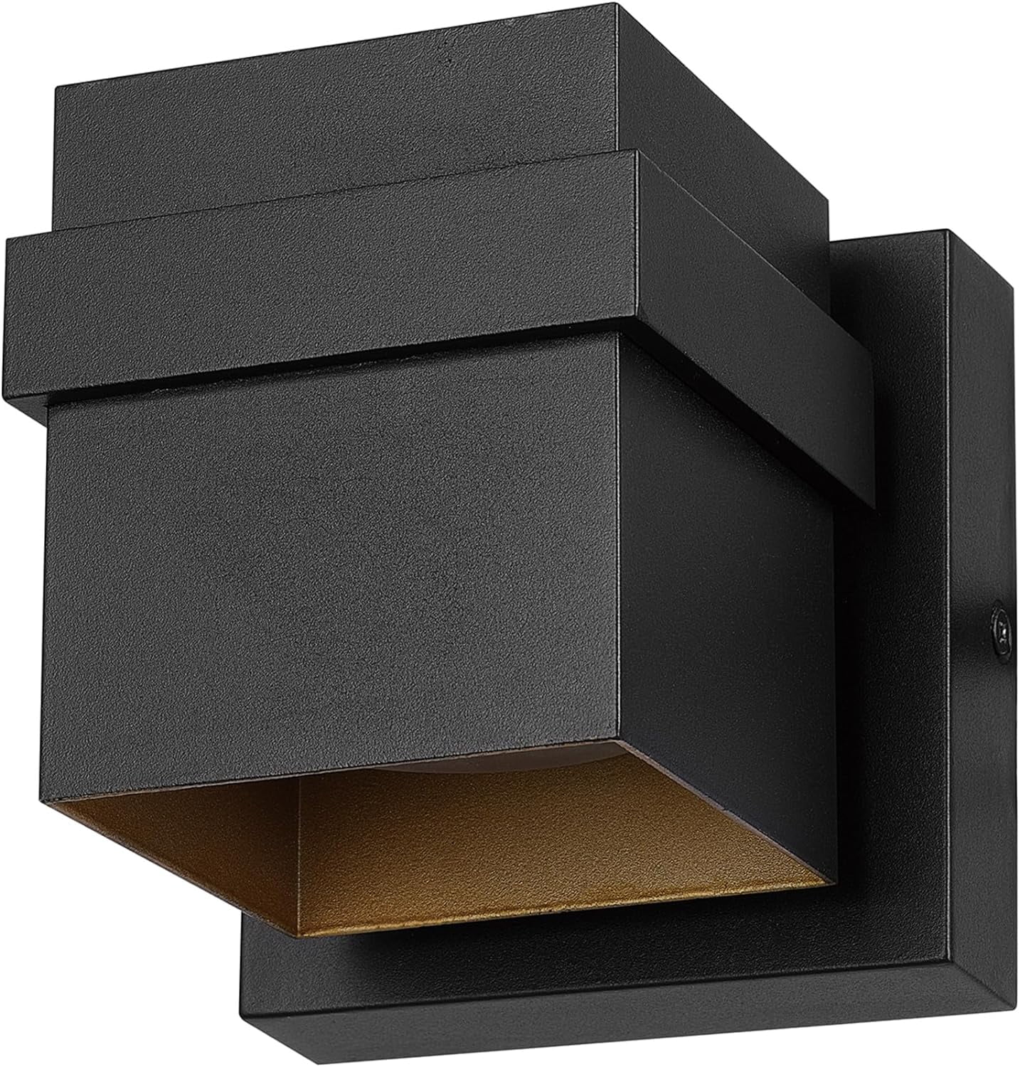 11.5W LED Integrated Outdoor Wall Sconce, Matte Black, Gold Accent, 400 Lumens, 3000 Kelvins, 90 CRI, Petite Structure, Outdoor Lighting Modern, Front Porch Décor