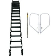 11.5ft Attic Pull Down Ladder Stairs Hidden Folding Loft Ladder Stairs 14 Steps Black Al-Mg Alloy 660LB Loading Capacity