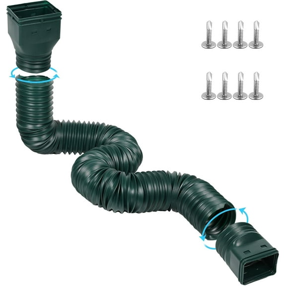 11.5ft Long Gutter Downspout Extensions Flexible, 4" Diameter Drain Downspout Extender, Down Spout Drain Extender for Rainwater Drainage, Extendable from 2.6ft to 11.5ft(Green)