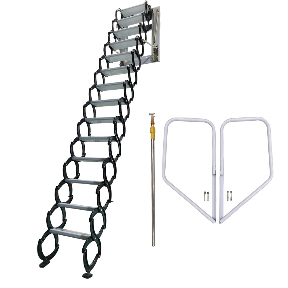 Maisutseb Wall Mounted Attic Ladder, 11.5ft Folding Loft Stairs, 14 ...