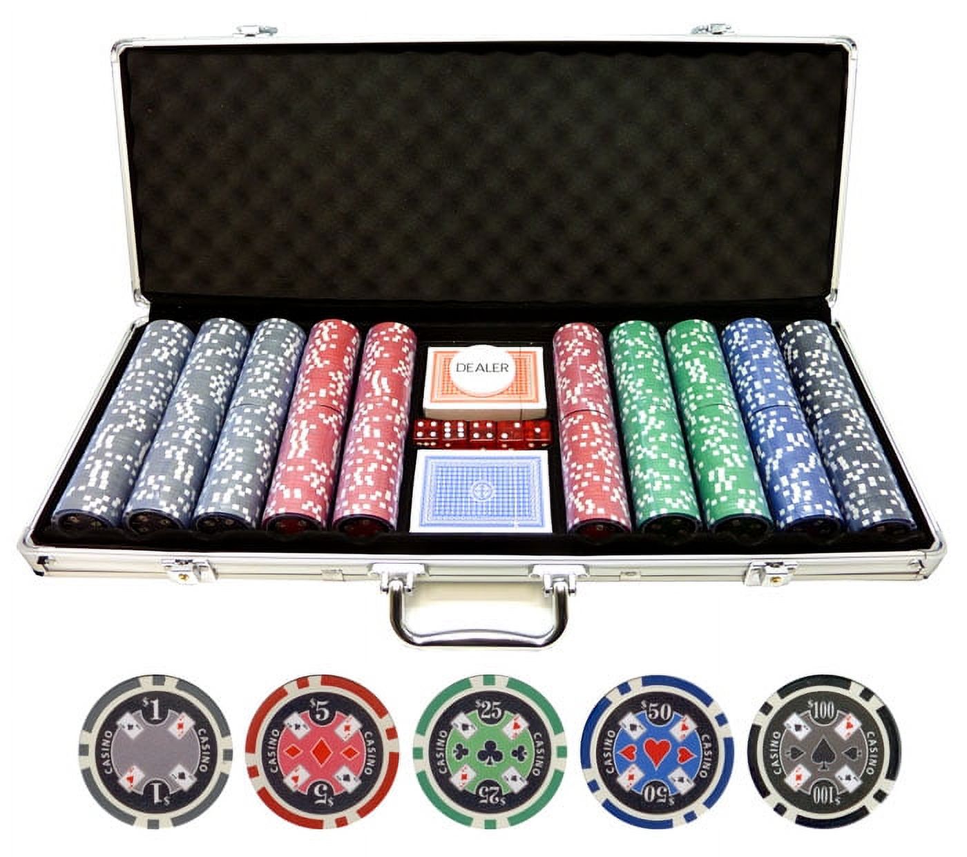 ProPoker 300 Poker Chip Set With Felt Layout, Playing Cards, and Dealer