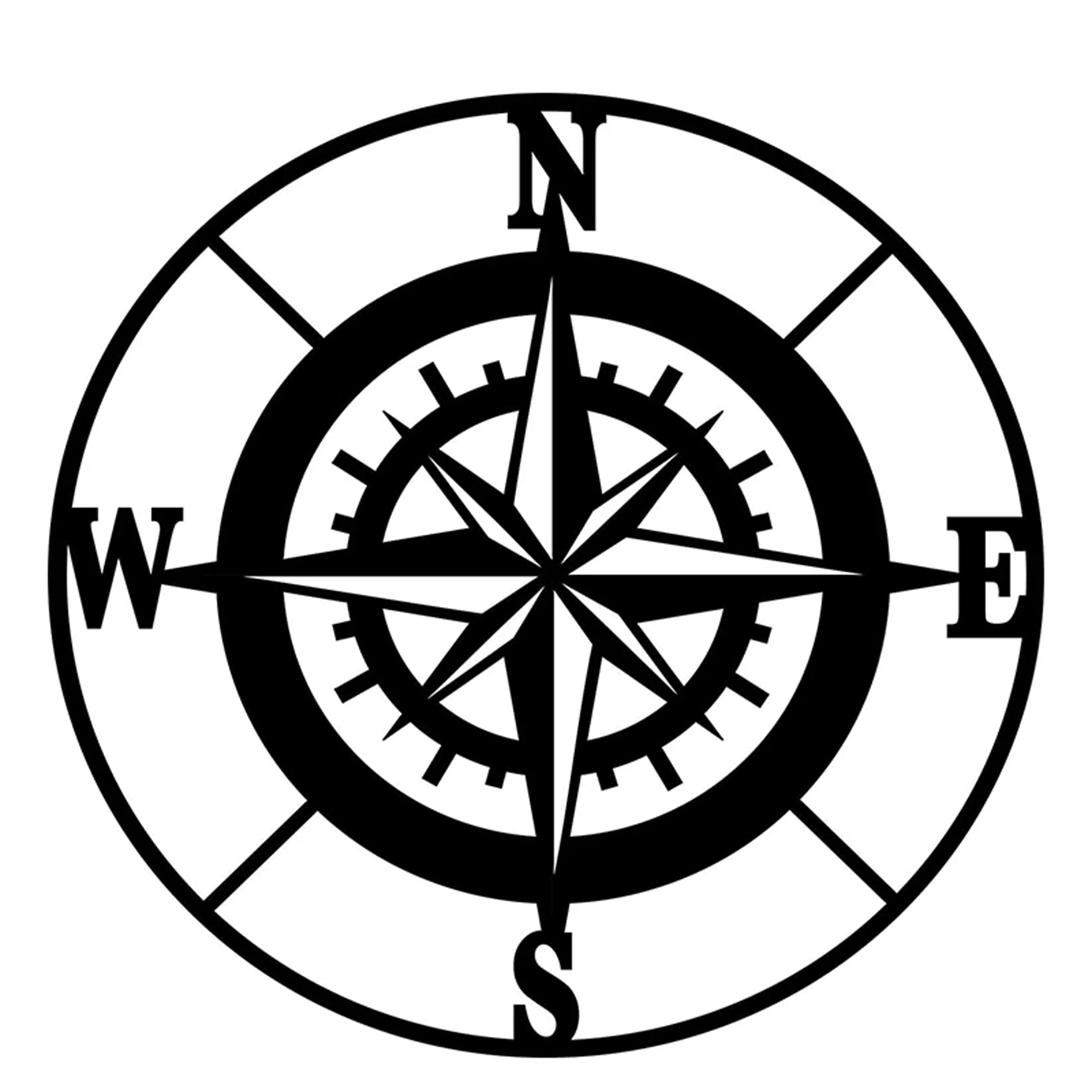 11.5in /13in Iron Crafts, Nautical Compass Wall Decor –Black Metal Compass Outdoor Wall Art Nautical Decor