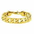 thumbnail image 1 of 11.5mm 14k Yellow Gold Plated Flat Curb Chain Bracelet, 7 inches, 1 of 7