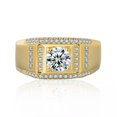 thumbnail image 1 of 11.5mm Men's AAA Zircon Band 18K White/Yellow Gold Filled Wedding Ring Size 7-12, 1 of 8