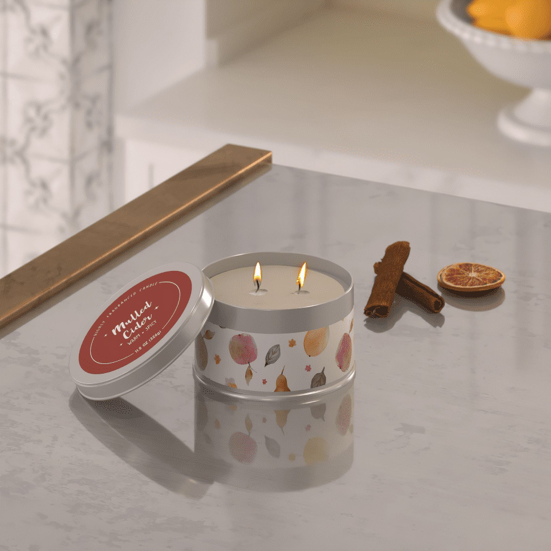 11.5oz 2-wick Tin Candle - Mulled Spice & Cider