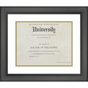 11.5x13.5 Black Diploma Frame - White on Gold Double Mat - Displays 7.5x9.5 Diplomas with Mat or