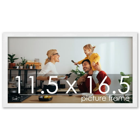 11.5x16.5 White Wood Picture Frame - UV Acrylic, Foam Board Backing, Hanging Hardware