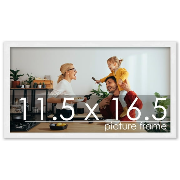 11.5x16.5 White Wood Picture Frame - UV Acrylic, Foam Board Backing, Hanging Hardware