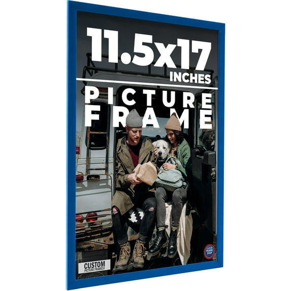 11.5x17 Classic Modern Blue Picture Frame - UV Acrylic, Foam Board Backing, Hanging Hardware