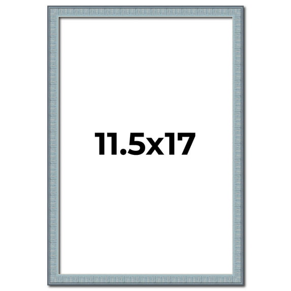 11.5x17 Frame Blue Scuffed Farm Board Solid Wood Picture Frame Width 0.75 Inches | Interior Depth