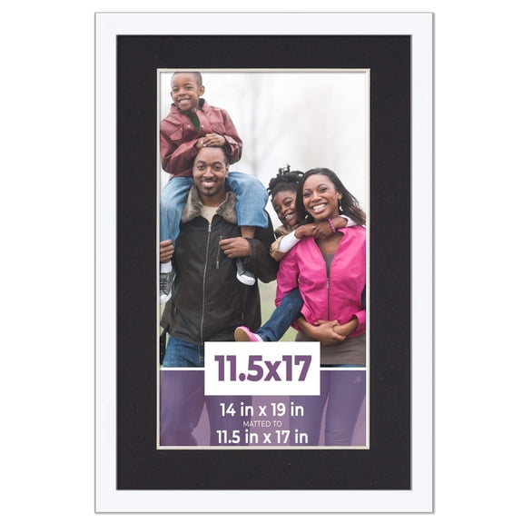 11.5x17 Frame White With Black Picture Mat For 11.5x17 Photo - White 14x19 Frame To Display Print