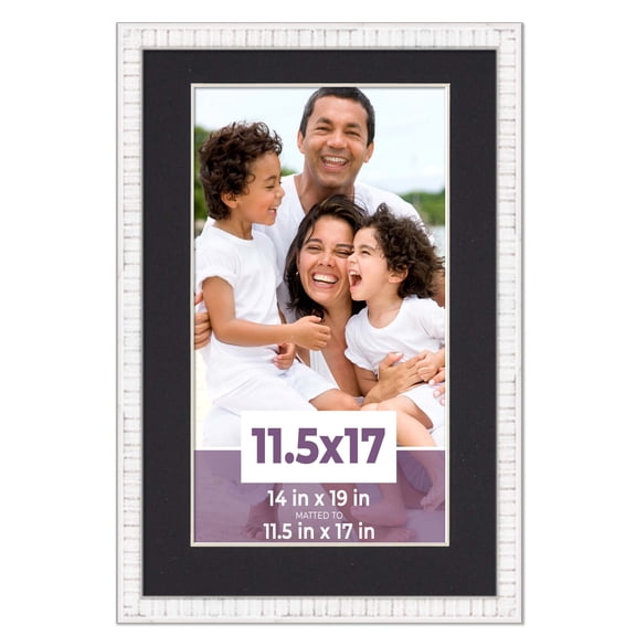11.5x17 Frame White With Black Picture Mat For 11.5x17 Photo - White 14x19 Frame To Display Print