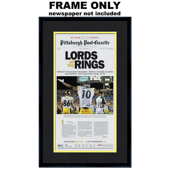 11.5x22 Newspaper Frame - with Black and Yellow Double Mat - Made to Display Newspapers Measuring