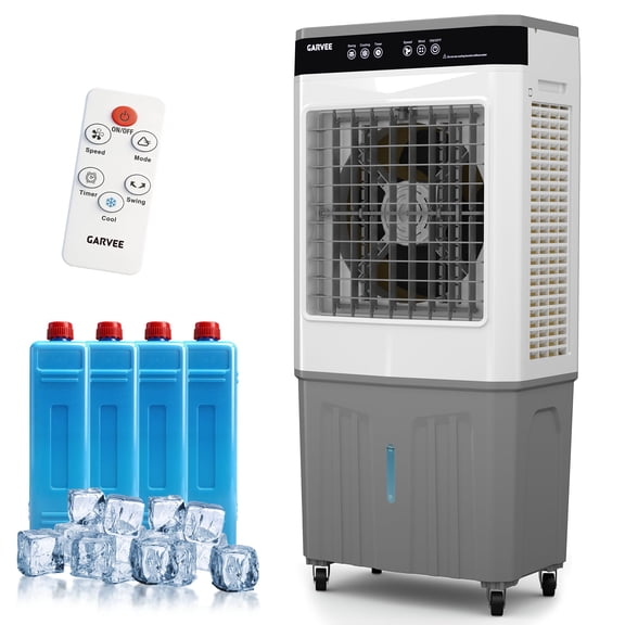 11.6 Gal Portable Evaporative Air Cooler, 3500 CFM cooler with Remote Timer, 3 Speeds 120° Oscillation 3-Side Cooling Pads, Auto-Swing for Home Workshop Office Garage