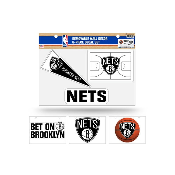 Brooklyn NBA Nets Set of 6 Removable Wall Decal Stickers