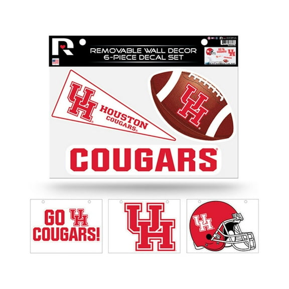 University of Houston NCAA Cougars Set of 6 Removable Wall Decal Stickers