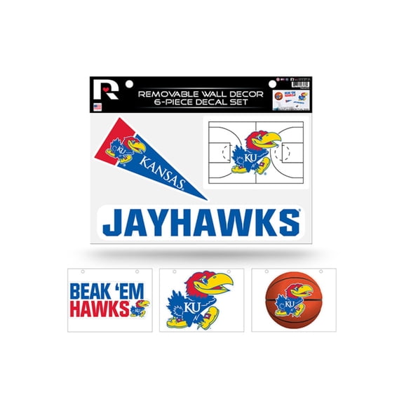 Kansas KU Jayhawks NCAA Set of 6 Removable Wall Decal Stickers