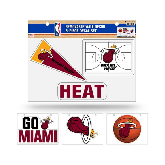 Miami NBA Heat Set of 6 Removable Wall Decal Stickers