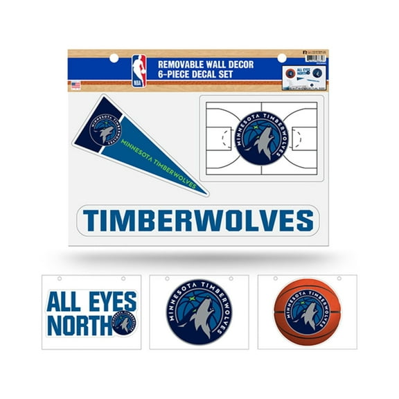 Minnesota NBA Timberwolves Set of 6 Removable Wall Decal Stickers