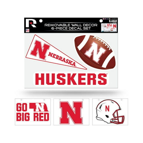 Nebraska NCAA Cornhuskers Set of 6 Removable Wall Decal Stickers