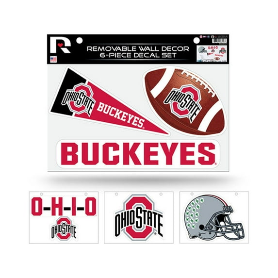 Ohio St. Buckeyes Set of 6 Removable Wall Decal Stickers