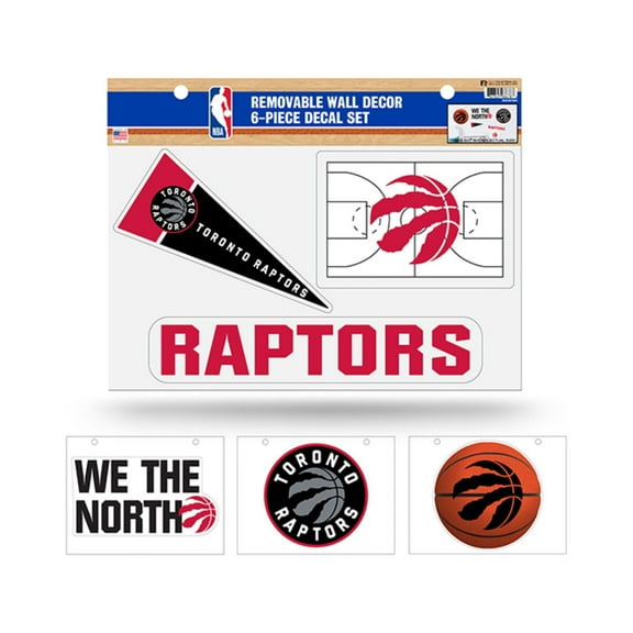 Toronto NBA Raptors Set of 6 Removable Wall Decal Stickers