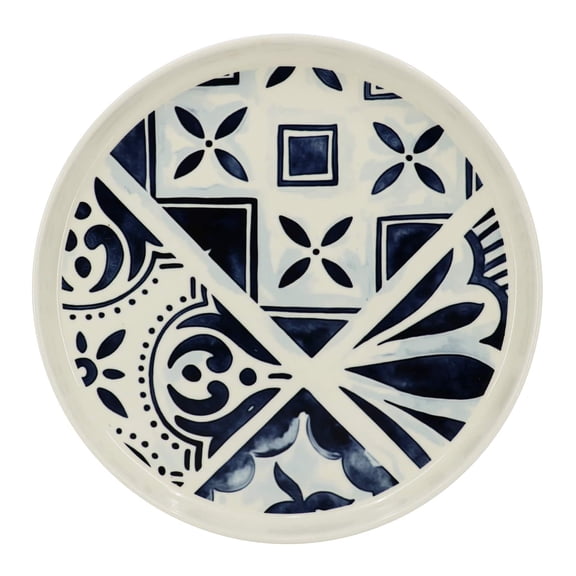 11.6" White & Blue Tile Ceramic Plate by Ashland - Spring Home Decor