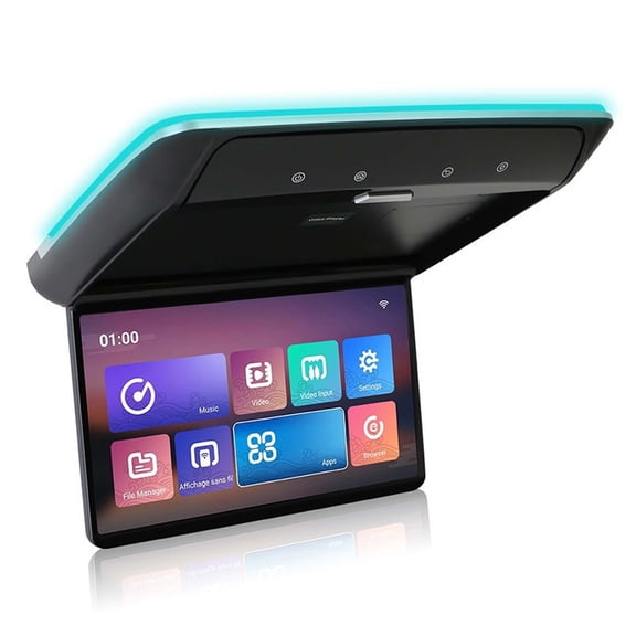 11.6 inch Flip Down Car TV Roof Mounted Android Overhead IPS Monitor Android System Supports Wi-Fi Bluetooth HDMI FM