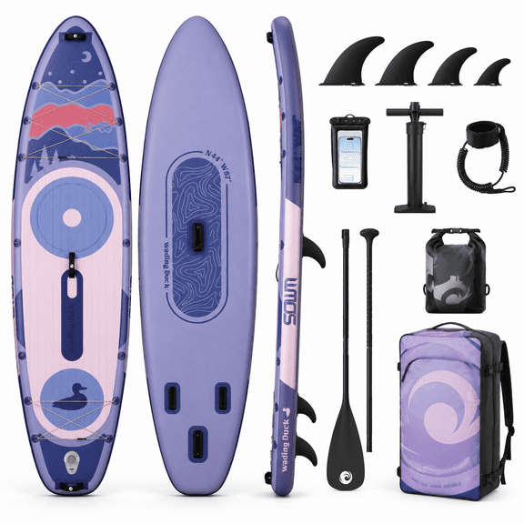 11'6" x 35" Purple Extra Wide Inflatable Stand Up Paddle Board with 450lb Capacity