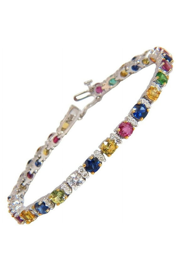 11.62ct natural tsavorite emerald sapphires diamond tennis bracelet 14kt